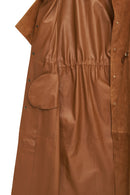 Miranda Women's Brown Hooded Suede Leather Long Vest | Derimod Miranda Women's Brown Hooded Suede Leather Long Vest | Derimod