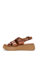Women's Bronze Thick Soled Metallic Leather Comfort Sandals | Derimod Women's Bronze Thick Soled Metallic Leather Comfort Sandals | Derimod