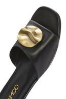 Women's Black Accessory Leather Slippers | Derimod Women's Black Accessory Leather Slippers | Derimod