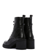 Women's Black Leather Zippered Heeled Boots | Derimod Women's Black Leather Zippered Heeled Boots | Derimod
