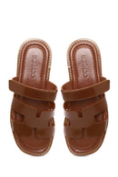 Woman Brown Strapped Leather Slipper | Derimod Woman Brown Strapped Leather Slipper | Derimod