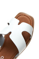 Women's White Leather Slippers | Derimod Women's White Leather Slippers | Derimod