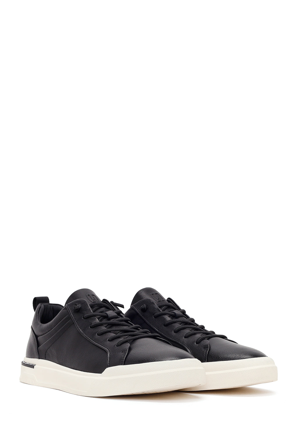 Erkek Siyah Bağcıklı Deri Sneaker