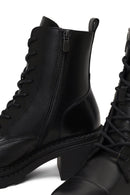 Women's Black Zippered Thick Heeled Leather Ankle Boots | Derimod Women's Black Zippered Thick Heeled Leather Ankle Boots | Derimod