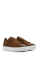 Men's Tan Lace-up Thick-Sole Leather Sneaker | Derimod Men's Tan Lace-up Thick-Sole Leather Sneaker | Derimod