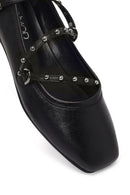 Women's Black Buckled Leather Ballet Flat | Derimod Women's Black Buckled Leather Ballet Flat | Derimod