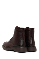 Male Brown Lace-up Zip Closure Leather Casual Boots | Derimod Male Brown Lace-up Zip Closure Leather Casual Boots | Derimod