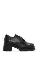 Women's Black Lace-Up Thick Heel Leather Masculine Classic Shoes | Derimod Women's Black Lace-Up Thick Heel Leather Masculine Classic Shoes | Derimod