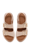 Women's Beige Double Buckle Sandals | Derimod Women's Beige Double Buckle Sandals | Derimod