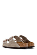 Birkenstock Women's Mink Suede Leather Double Buckle Arizona Sfb Flat Slippers | Derimod Birkenstock Women's Mink Suede Leather Double Buckle Arizona Sfb Flat Slippers | Derimod