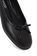 Women's Black Bow Leather Ballet Flat | Derimod Women's Black Bow Leather Ballet Flat | Derimod