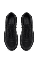 Men's Black Lace-Up Thick-Soled Leather Sneaker | Derimod Men's Black Lace-Up Thick-Soled Leather Sneaker | Derimod