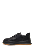 Men's Black Lace-Up Thick-Soled Leather Sneaker | Derimod Men's Black Lace-Up Thick-Soled Leather Sneaker | Derimod