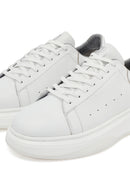 Erkek Beyaz Bağcıklı Kalın Tabanlı Deri Sneaker | Derimod Erkek Beyaz Bağcıklı Kalın Tabanlı Deri Sneaker | Derimod