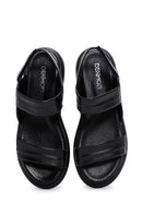 Women's Black Leather Comfort Sandals | Derimod Women's Black Leather Comfort Sandals | Derimod