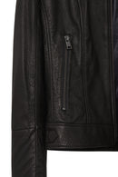 Prima Woman Black Short Leather Jacket | Derimod Prima Woman Black Short Leather Jacket | Derimod