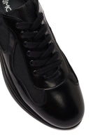 Erkek Siyah Bağcıklı Kalın Tabanlı Deri Casual Sneaker | Derimod Erkek Siyah Bağcıklı Kalın Tabanlı Deri Casual Sneaker | Derimod