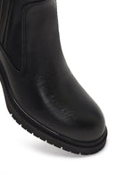 Women's Black Zippered Thick Heeled Leather Boot | Derimod Women's Black Zippered Thick Heeled Leather Boot | Derimod