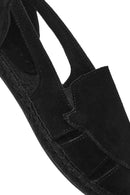Kadın Siyah Süet Deri Espadril Sandalet | Derimod Kadın Siyah Süet Deri Espadril Sandalet | Derimod