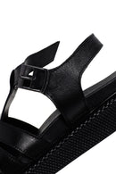 Women's Black Strappy Leather Comfort Sandals | Derimod Women's Black Strappy Leather Comfort Sandals | Derimod