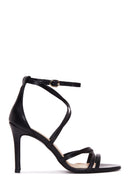 Women's Black Leather Heeled Sandals | Derimod Women's Black Leather Heeled Sandals | Derimod