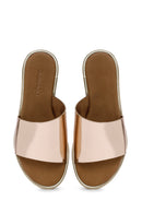 Women's Pink Metallic Leather Slippers | Derimod Women's Pink Metallic Leather Slippers | Derimod