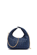 Women's Blue Long Strap Braided Mini Handbag | Derimod Women's Blue Long Strap Braided Mini Handbag | Derimod