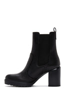 Women's Black Leather Heeled Chelsea Boots | Derimod Women's Black Leather Heeled Chelsea Boots | Derimod
