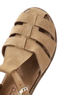 Women's Beige Suede Leather Ankle Buckle Sandals | Derimod Women's Beige Suede Leather Ankle Buckle Sandals | Derimod