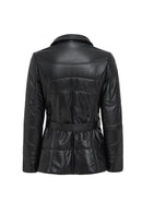 Alexandra Women's Black Hooded Furry Leather Coat | Derimod Alexandra Women's Black Hooded Furry Leather Coat | Derimod
