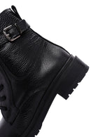 Woman Black Zippered Buckle Detail Leather Casual Boots | Derimod Woman Black Zippered Buckle Detail Leather Casual Boots | Derimod