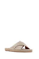 Men's Beige Suede Leather Espadrille Slippers | Derimod Men's Beige Suede Leather Espadrille Slippers | Derimod