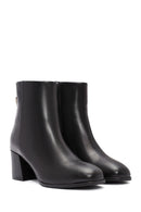 Women's Black Zippered Thick Heeled Leather Boots | Derimod Women's Black Zippered Thick Heeled Leather Boots | Derimod