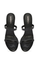 Women's Black Thick Heeled Slippers | Derimod Women's Black Thick Heeled Slippers | Derimod
