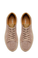 Erkek Bej Bağcıklı Nubuk Deri Sneaker | Derimod Erkek Bej Bağcıklı Nubuk Deri Sneaker | Derimod