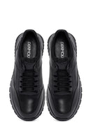 Erkek Siyah Bağcıklı Deri Sneaker | Derimod Erkek Siyah Bağcıklı Deri Sneaker | Derimod