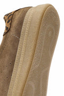 Women's Tan Lace-Up Suede Leather Sneakers | Derimod Women's Tan Lace-Up Suede Leather Sneakers | Derimod