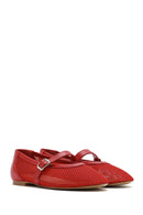 Women's Red Mesh Strappy Ballerinas | Derimod Women's Red Mesh Strappy Ballerinas | Derimod