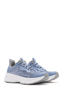 Women's Blue Lace-Up Thick-Sole Fabric Sneakers | Derimod Women's Blue Lace-Up Thick-Sole Fabric Sneakers | Derimod