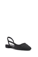 Women's Black Open Back Stoned Ballerinas | Derimod Women's Black Open Back Stoned Ballerinas | Derimod