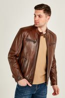 Alanzo Men's Leather Jacket | Derimod Alanzo Men's Leather Jacket | Derimod
