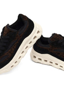 Women's Black Lace-Up Thick-Soled Leather Sneaker | Derimod Women's Black Lace-Up Thick-Soled Leather Sneaker | Derimod
