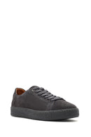 Male Grey Lace-Up Suede Leather Sneaker | Derimod Male Grey Lace-Up Suede Leather Sneaker | Derimod