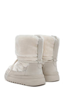 Women's White Fur Detailed Leather Boots | Derimod Women's White Fur Detailed Leather Boots | Derimod