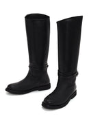 Woman Black Buckle-Detail Leather Boots | Derimod Woman Black Buckle-Detail Leather Boots | Derimod