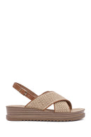 Women's Beige Back Buckle Thick Soled Straw Sandals | Derimod Women's Beige Back Buckle Thick Soled Straw Sandals | Derimod