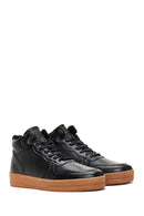 Men's Black Leather High Top Sneaker | Derimod Men's Black Leather High Top Sneaker | Derimod