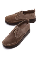 Woman Mink Lace-up Thick-soled Suede Comfort Shoes | Derimod Woman Mink Lace-up Thick-soled Suede Comfort Shoes | Derimod