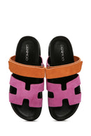 Women's Pink Suede Leather Slippers | Derimod Women's Pink Suede Leather Slippers | Derimod
