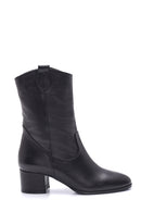 Women's Leather Cowboy Heeled Boots | Derimod Women's Leather Cowboy Heeled Boots | Derimod